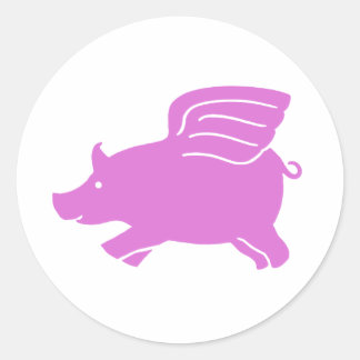 Rond Sticker pour cochon volant - rose