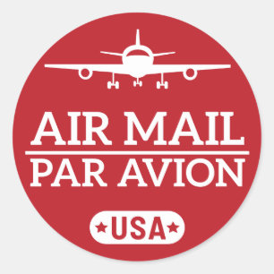 Rond Sticker pour courrier aérien (rouge)