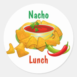 Rond Sticker pour déjeuner Nacho Pun de cuisine mexicai