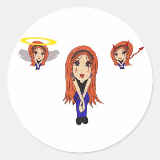 Rond Sticker pour dessin Diable et Angel (Devant)