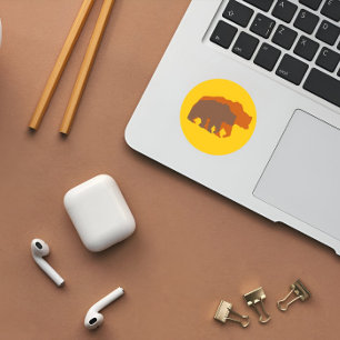 Rond Sticker pour deux ours Brown