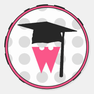 Rond Sticker pour diplôme - Monogrammed polka dot stick