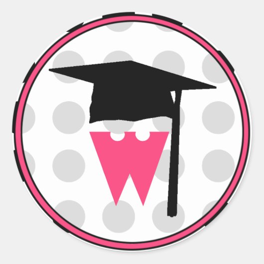 Rond Sticker pour diplôme - Monogrammed polka dot stick (Devant)