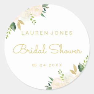 Rond Sticker pour douche nuptiale rose or Floral