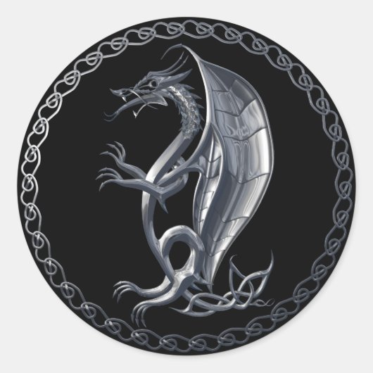 Rond Sticker pour dragon celtique argenté (Devant)