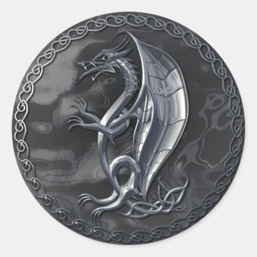 Rond Sticker pour dragon celtique argenté (Devant)