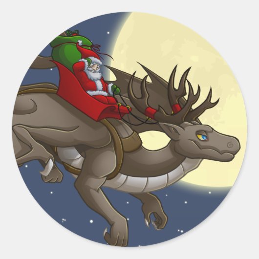 Rond Sticker pour dragon de Noël (Devant)
