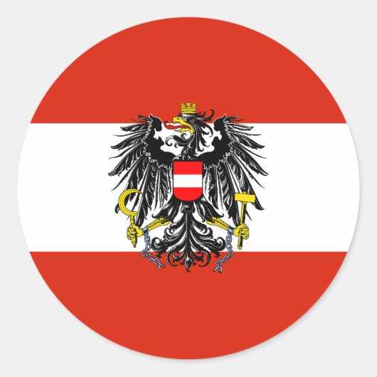 Rond Sticker pour drapeau de l'État d'Autriche (Devant)