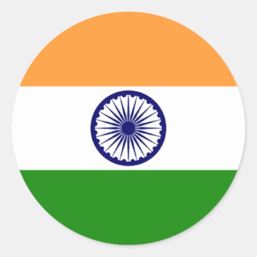 Rond Sticker pour drapeau de l'Inde (Devant)