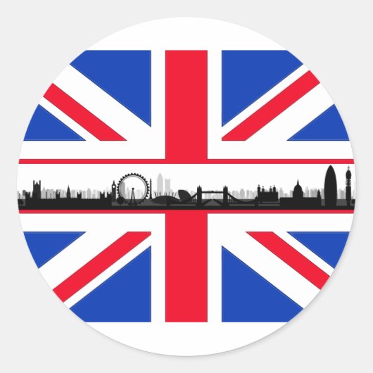 Rond Sticker pour drapeau de London Eye Skyline Union J (Devant)