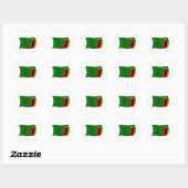 Rond Sticker pour drapeau de Zambie (Feuille)
