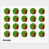 Rond Sticker pour drapeau de Zambie (Feuille)