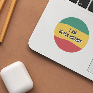 Rond Sticker pour drapeau d'histoire noire