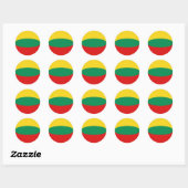 Rond Sticker pour drapeau Fisheye Lituanie (Feuille)