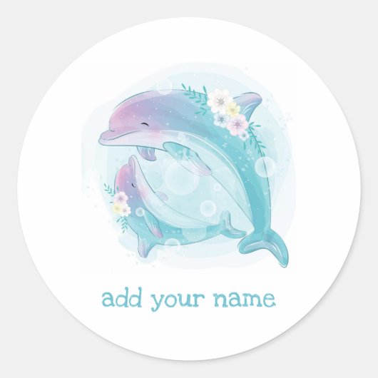 ROND STICKER POUR ENFANTS : DOLPHINS (Devant)