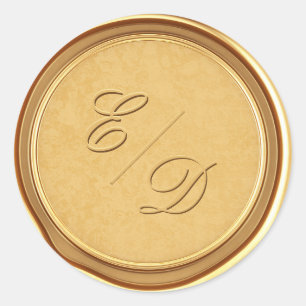 Rond Sticker pour enveloppe de cire d'or Monogramme Fau