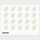 Rond Sticker pour enveloppe de monogramme G or (Feuille)