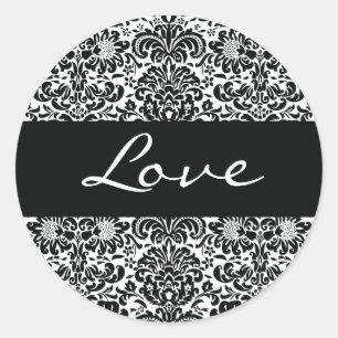 Rond Sticker pour enveloppes de Damas d'amour