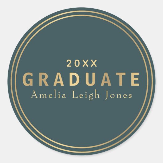 Rond Sticker pour enveloppes pour diplômés d'or (Devant)