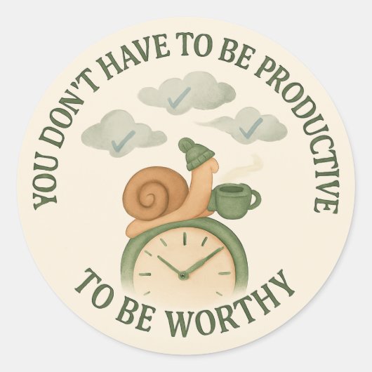Rond Sticker pour escargots douillet | Devis de vie len (Devant)