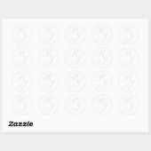 Rond Sticker pour Faire-part de mariage Monogramme bleu (Feuille)
