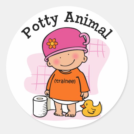 Rond Sticker pour fille d'animal potty (Devant)
