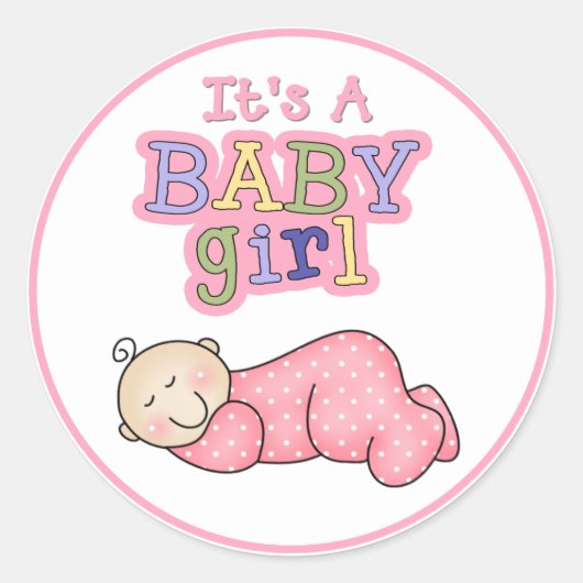 Rond Sticker pour fille de bébé dormant (Devant)