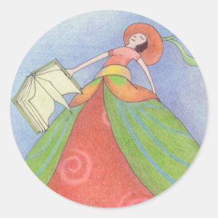 Rond Sticker pour fille de livre