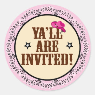 Rond Sticker pour fille - Ya'll sont invités
