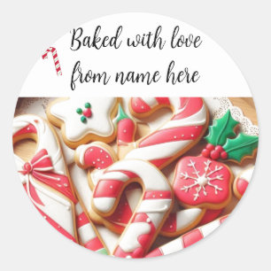 Rond Sticker pour forfait Christmas Home Baked Cookies