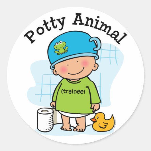 Rond Sticker pour garçon animal potty (Devant)