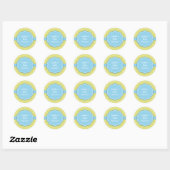 Rond Sticker pour garçon Baby shower bleu (Feuille)