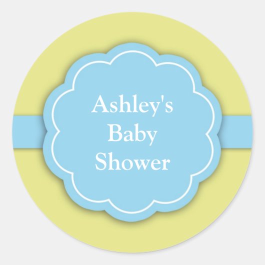 Rond Sticker pour garçon Baby shower bleu (Devant)