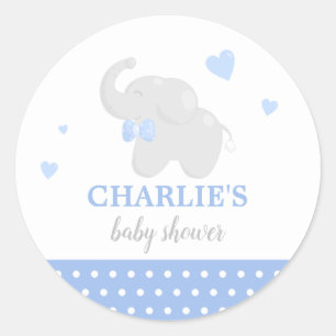 Rond Sticker pour garçon Baby shower bleu doux
