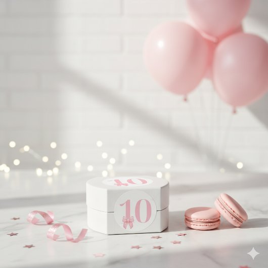 Rond Sticker pour garçon rose 10e anniversaire