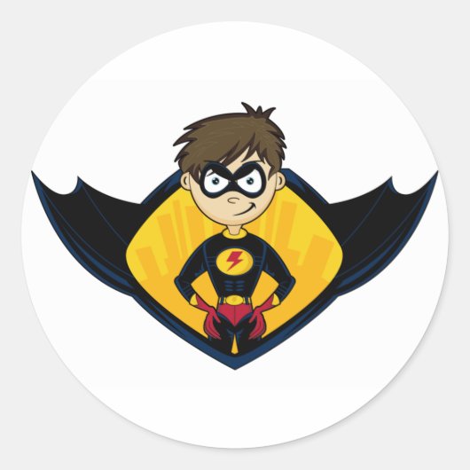 Rond Sticker pour garçon Superhero (Devant)