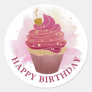Rond Sticker pour gâteau d'anniversaire heureux