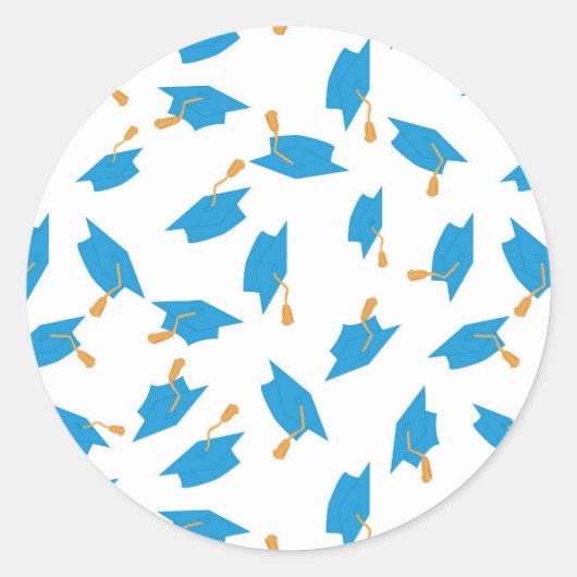 Rond Sticker pour graduation bleu et or (Devant)
