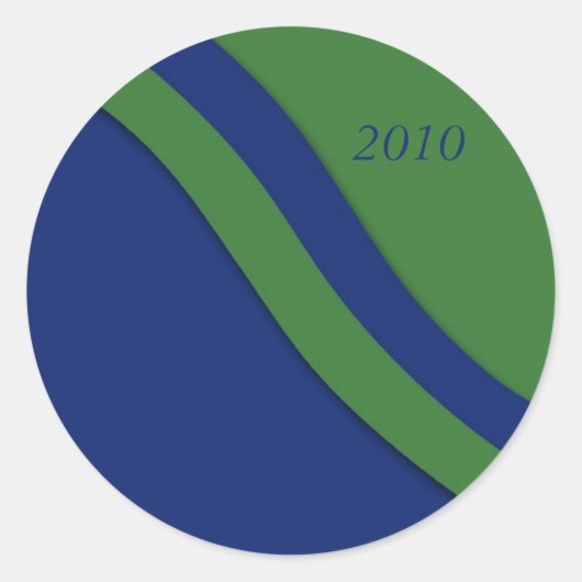 Rond Sticker pour graduation Blue Green Wave (Devant)