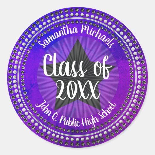 Rond Sticker pour graduation de classe UV Star (Devant)