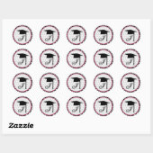 Rond Sticker pour graduation Monogramme - Houndstooth e (Feuille)
