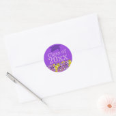 Rond Sticker pour graduation violette w Fleurs de print (Enveloppe)