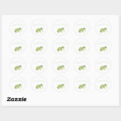 Rond Sticker pour grenouille verte mignonne (Feuille)