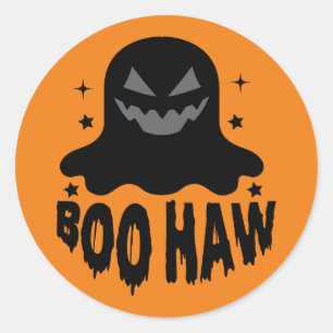 Rond Sticker pour Halloween à mâchoires Boo Haw