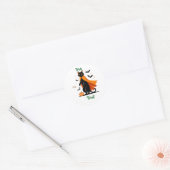 Rond Sticker pour Halloween Chat noir (Enveloppe)
