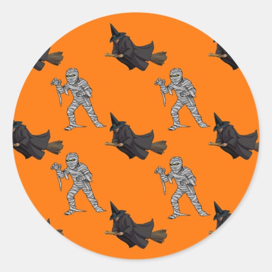Rond Sticker pour Halloween sorcière et maman Motif (Devant)