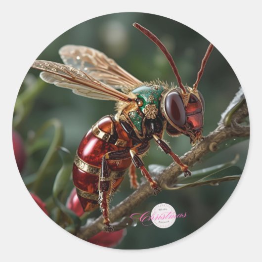 Rond Sticker pour insectes de vacances bizarre et magni (Devant)