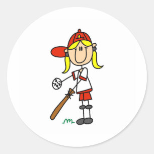 Rond Sticker pour joueuse de softball fille