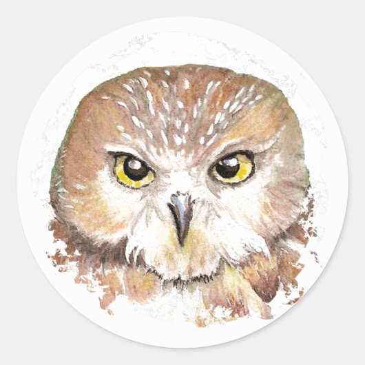 Rond Sticker pour la Chouette blanche (Devant)