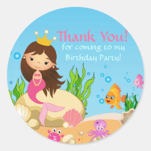 Rond Sticker pour la fête d'anniversaire de la sirène d